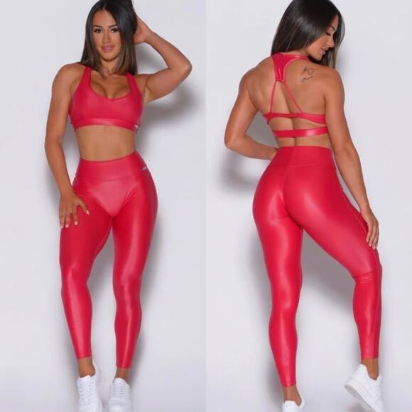 Bombshell Sportswear SET Power Gloss Red Bra & Leggings 2 Piece Size XS / S - Picture 1 of 11